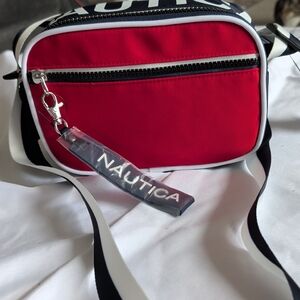 Nautica Red and White Small Crossbody Bag with Logo Tag
